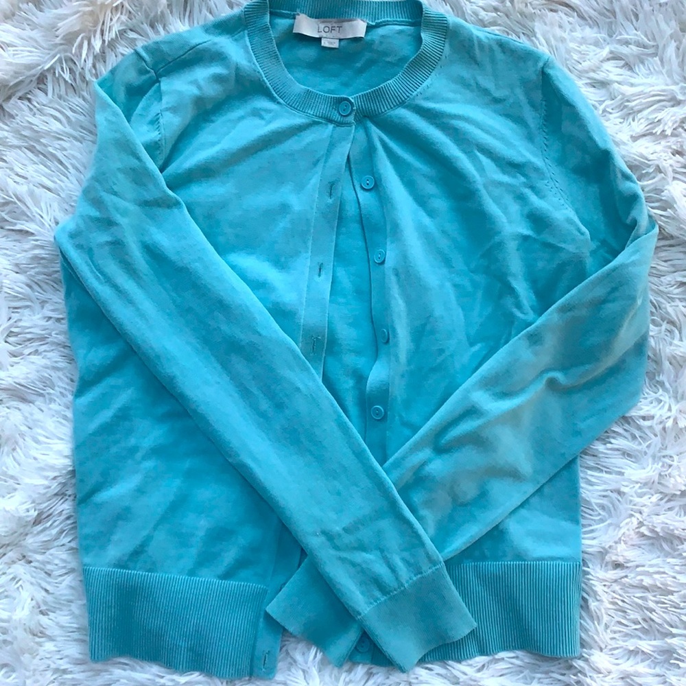 Loft Baby Blue Cardigan Size Small